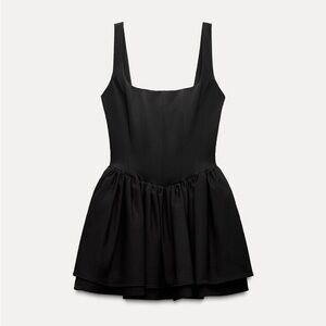 Zara Ruched Corset Dress Size L Color Black